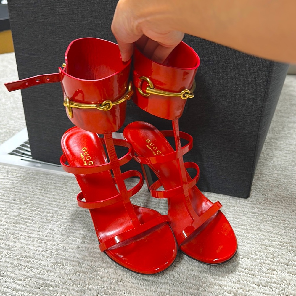 COPY - Gucci Patent Leather Sandals Size 36.5